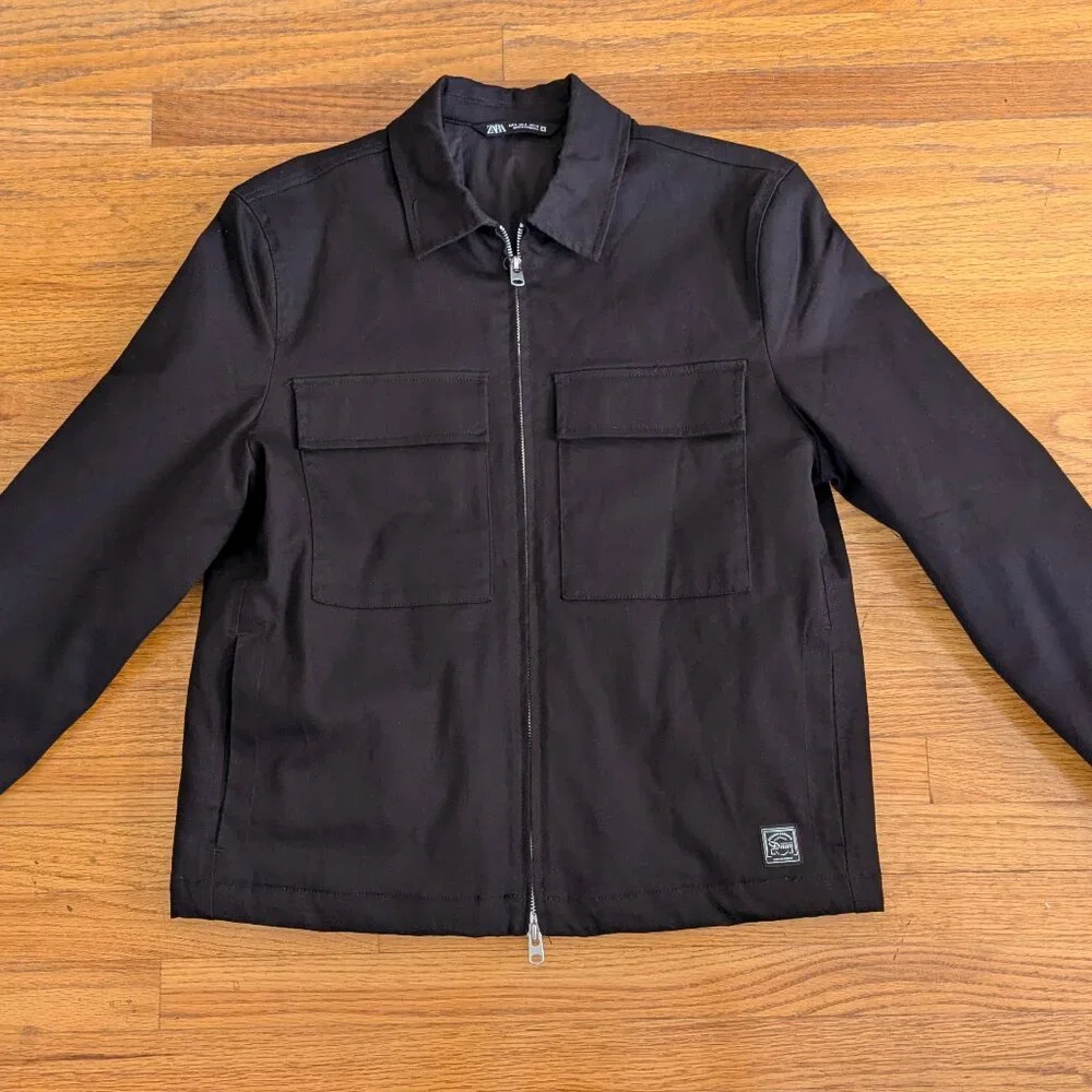Zara // Pocket Overshirt // Black // S